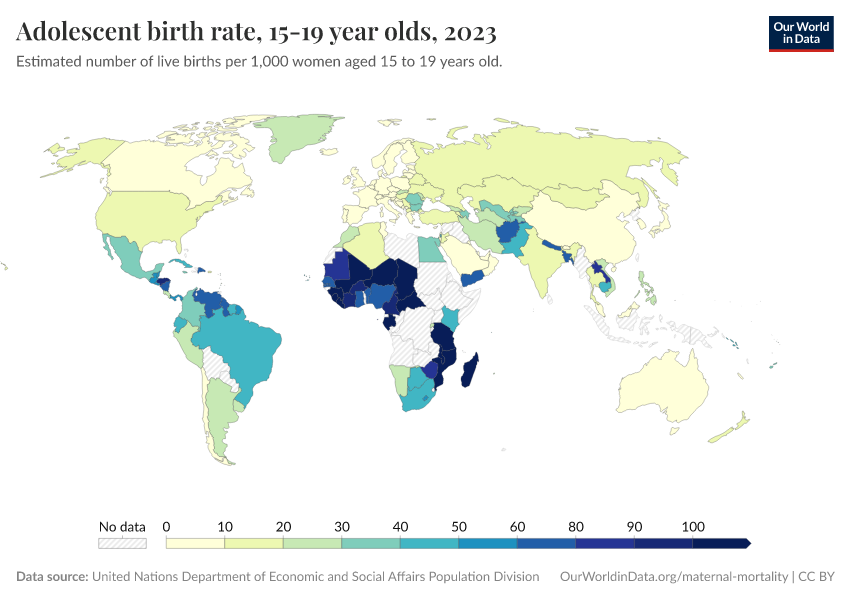A thumbnail of the "Adolescent birth rate, 15-19 year olds" chart