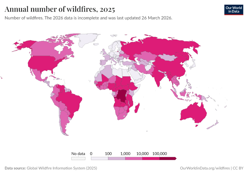 A thumbnail of the "Annual number of wildfires" chart