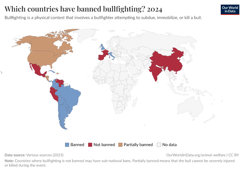 A thumbnail of the "Which countries have banned bullfighting?" chart