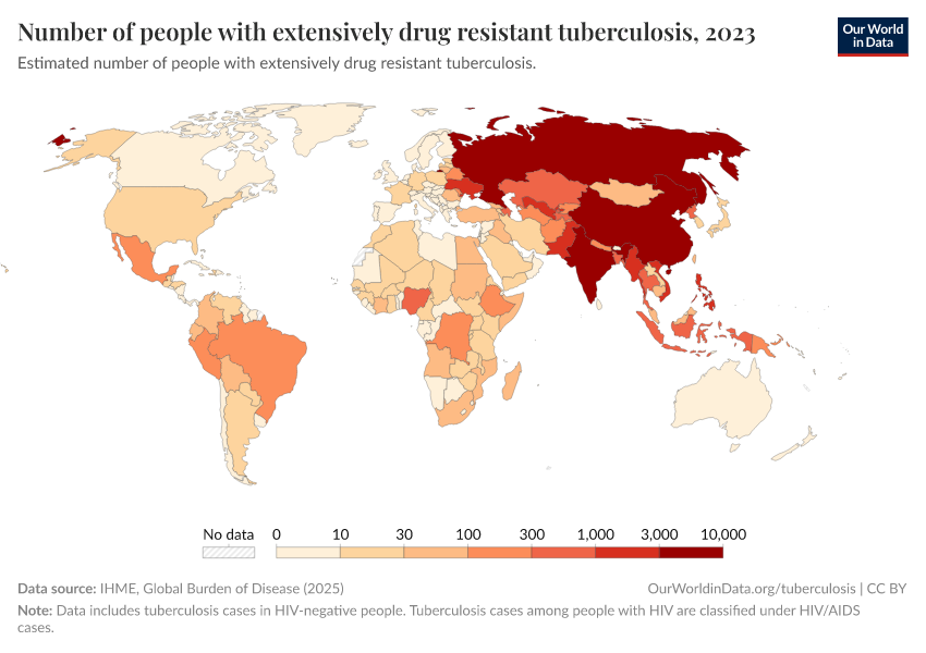 A thumbnail of the "Number of people with extensively drug resistant tuberculosis" chart