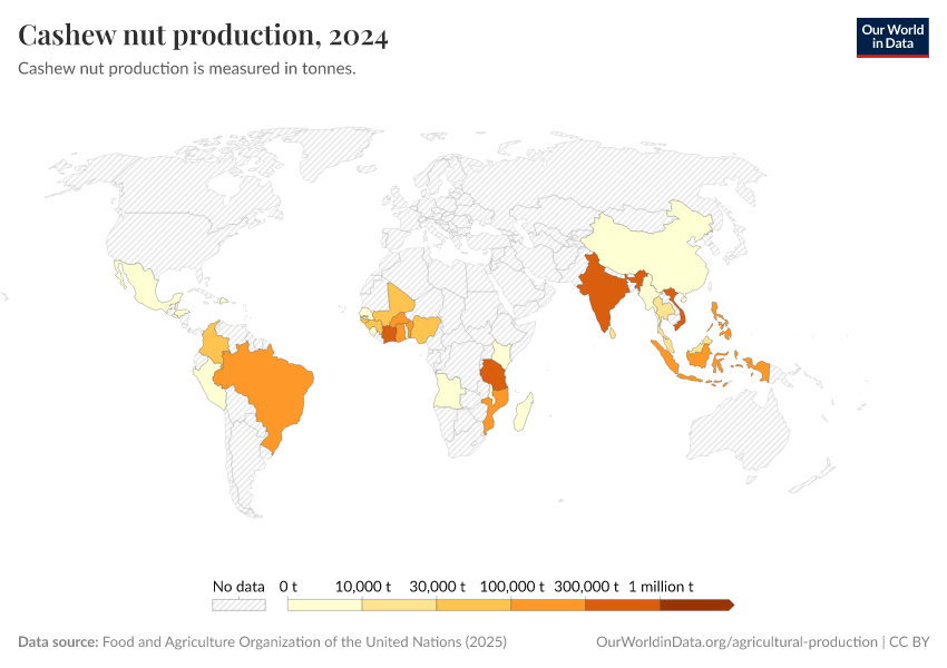 A thumbnail of the "Cashew nut production" chart