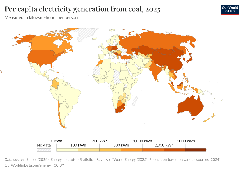 A thumbnail of the "Per capita generation of coal electricity" chart