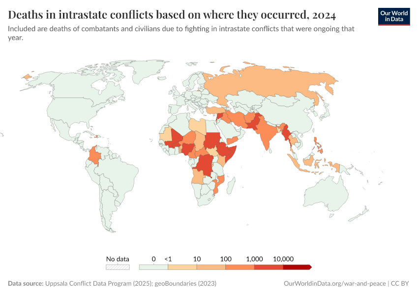 A thumbnail of the "Deaths in intrastate conflicts based on where they occurred" chart