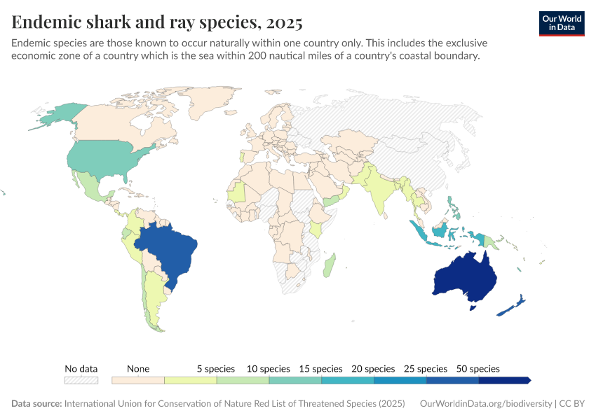 A thumbnail of the "Endemic shark and ray species" chart