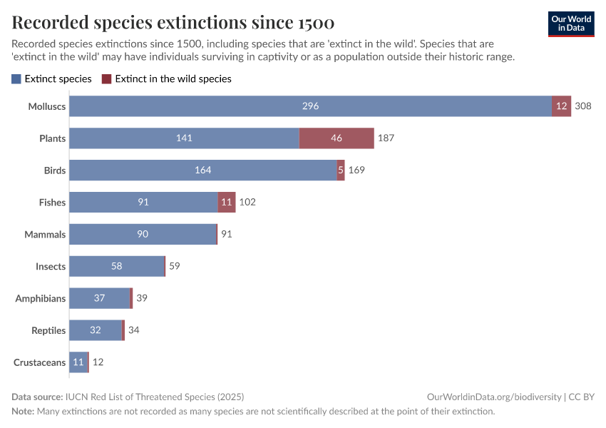 A thumbnail of the "Recorded species extinctions since 1500" chart