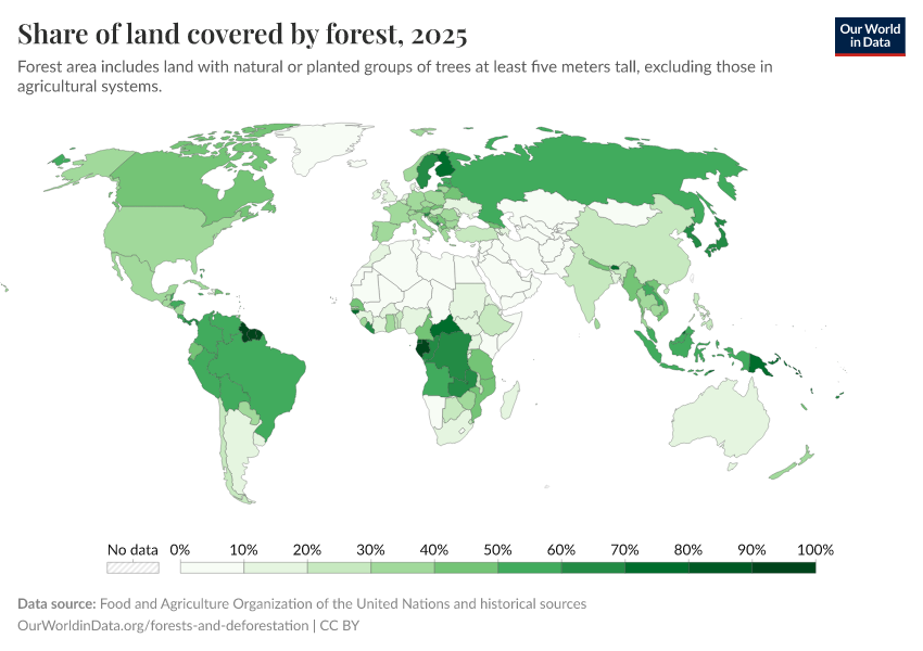 A thumbnail of the "Share of land covered by forest" chart