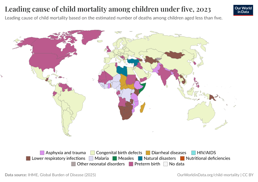 A thumbnail of the "Leading cause of child mortality among children under five" chart