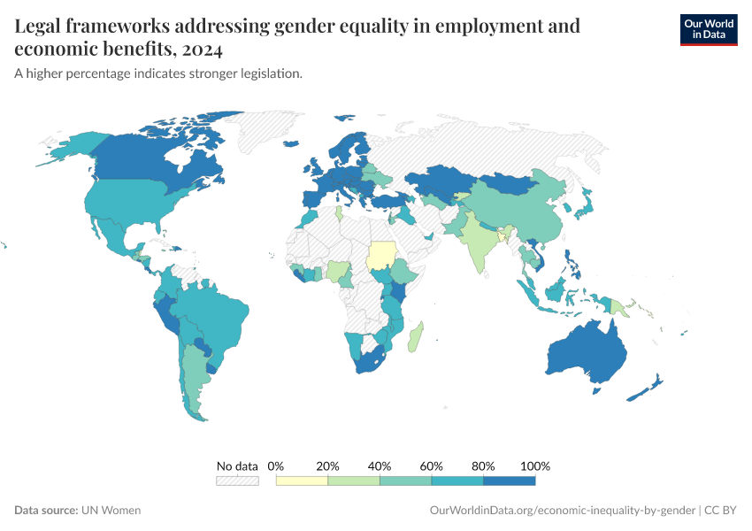 A thumbnail of the "Legal frameworks addressing gender equality in employment and economic benefits" chart