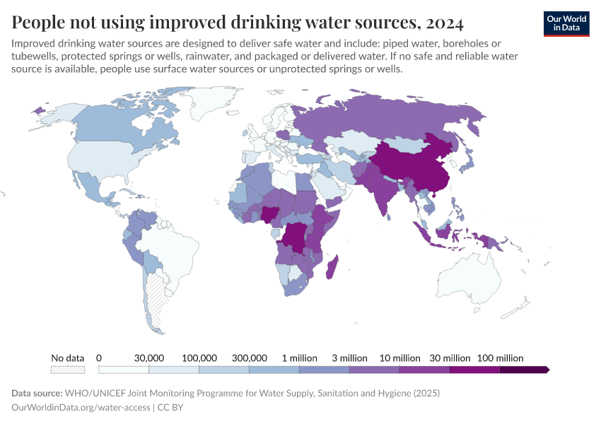A thumbnail of the "People not using an improved water source" chart