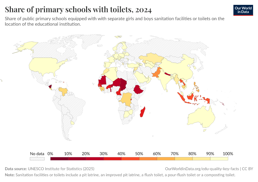 A thumbnail of the "Percentage of primary schools with toilets" chart