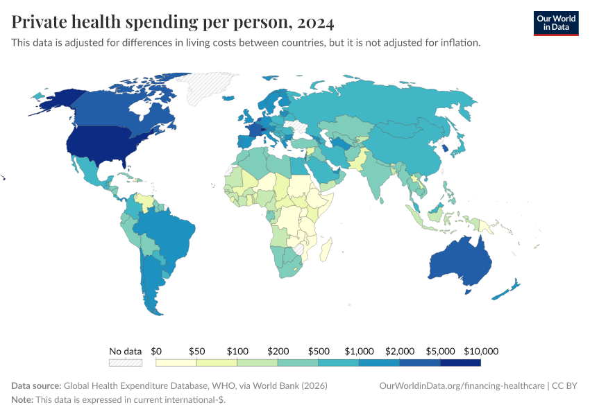 A thumbnail of the "Private health expenditure per person" chart