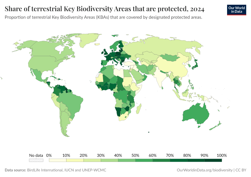 A thumbnail of the "Share of terrestrial Key Biodiversity Areas that are protected" chart