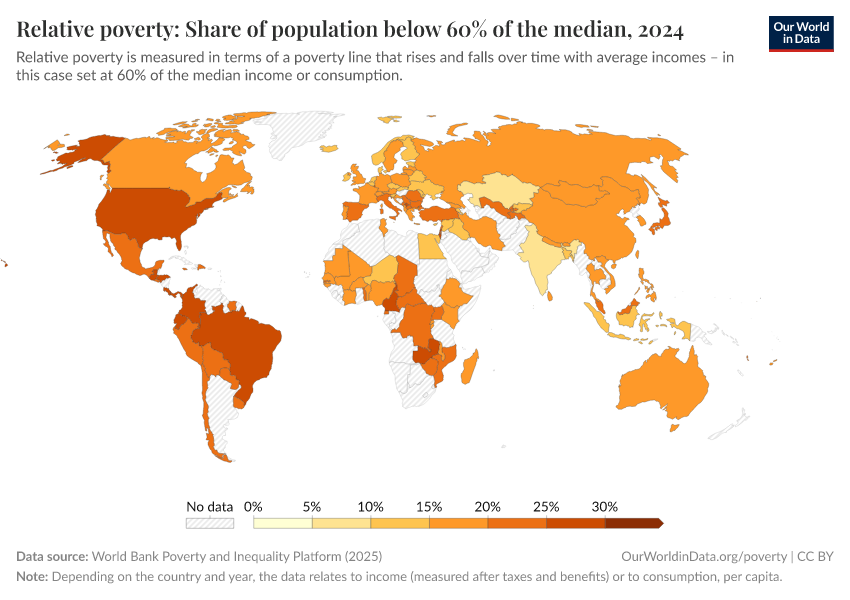 A thumbnail of the "Relative poverty: Share of people below 60% of median income" chart