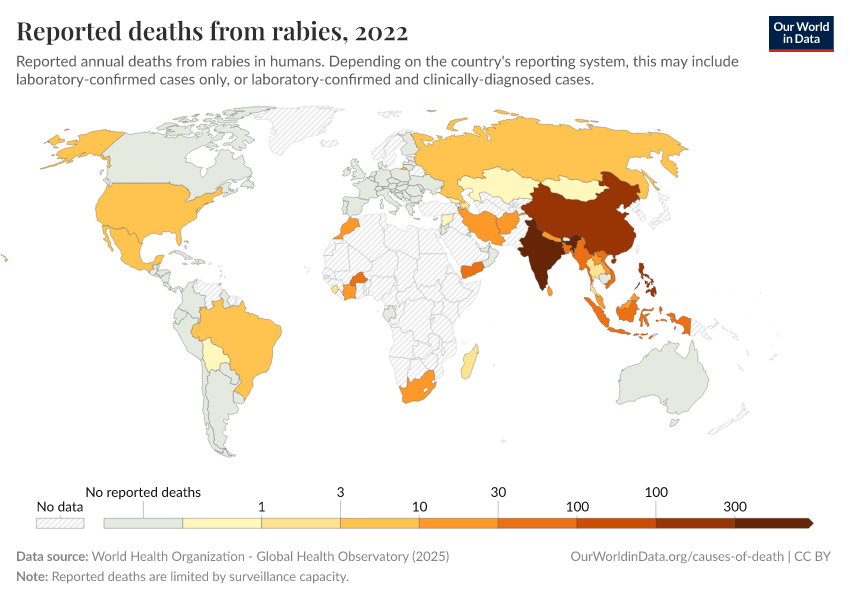 A thumbnail of the "Reported deaths from rabies" chart