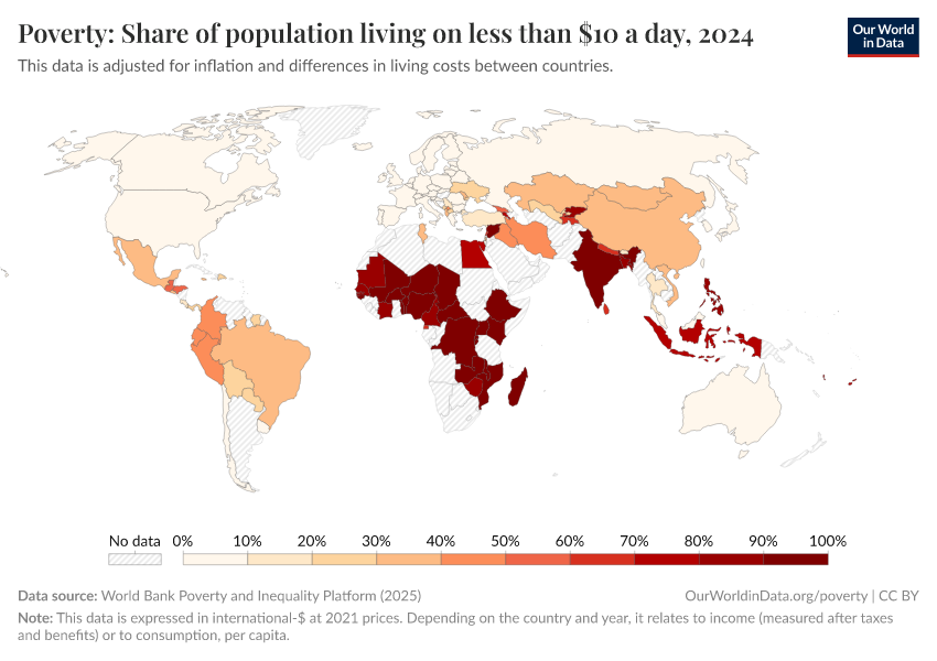 A thumbnail of the "Poverty: Share of population living on less than $10 a day" chart