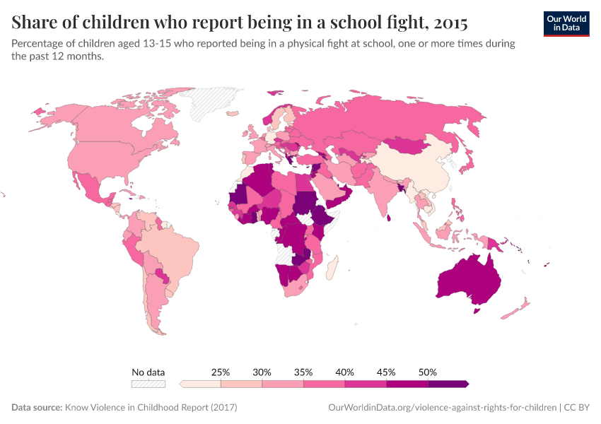 A thumbnail of the "Share of children who report being in a school fight" chart