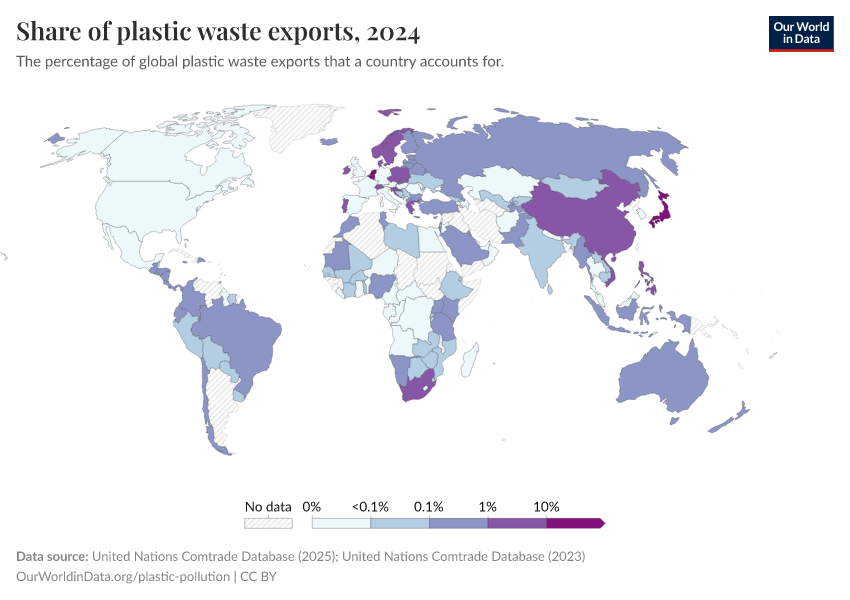A thumbnail of the "Share of plastic waste exports" chart