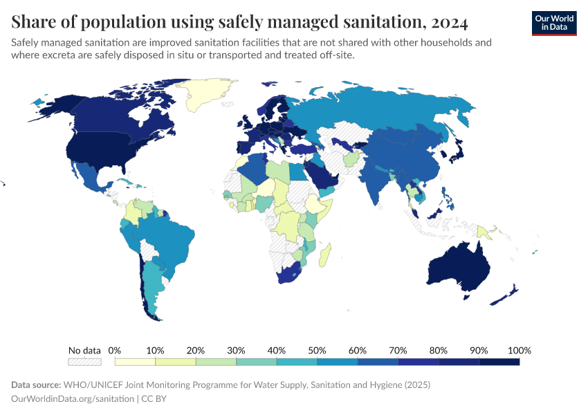 A thumbnail of the "Share of the population using safely managed sanitation facilities" chart