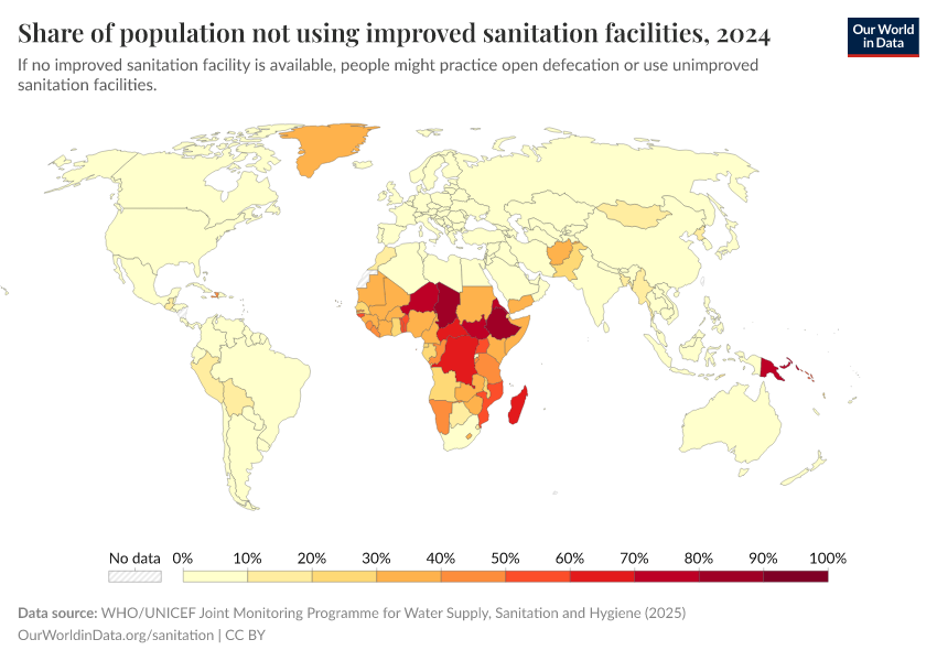 A thumbnail of the "Share of the population not using improved sanitation" chart