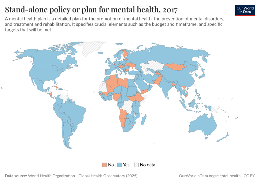 A thumbnail of the "Stand-alone policy or plan for mental health" chart