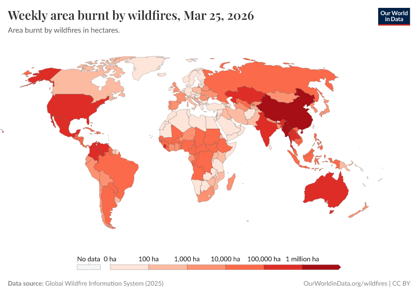 A thumbnail of the "Weekly area burnt by wildfires" chart