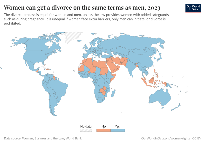 A thumbnail of the "Women can obtain a judgment of divorce in the same way as men" chart